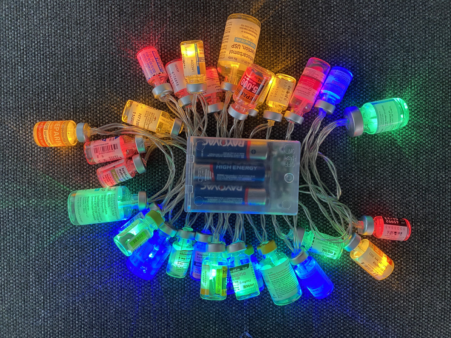 Medication Vial Christmas Multicolor Lights - 3ft