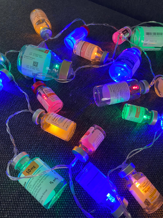 Medication Vial Christmas Multicolor Lights - 2ft